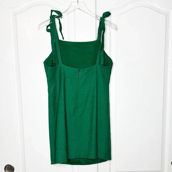Sézane Green Tie-Strap Mini Dress Linen Blend Cutout Back Size 42 Large NWT - Picture 5 of 10
